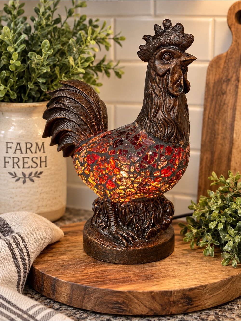 Home Accents Red Mosaic Rooster night light - Decorative Table Accent